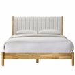 Omax Decor Vivian Wooden Queen Platform Bed in Natural and Cream White Boucle