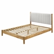 Omax Decor Vivian Wooden Queen Platform Bed in Natural and Cream White Boucle