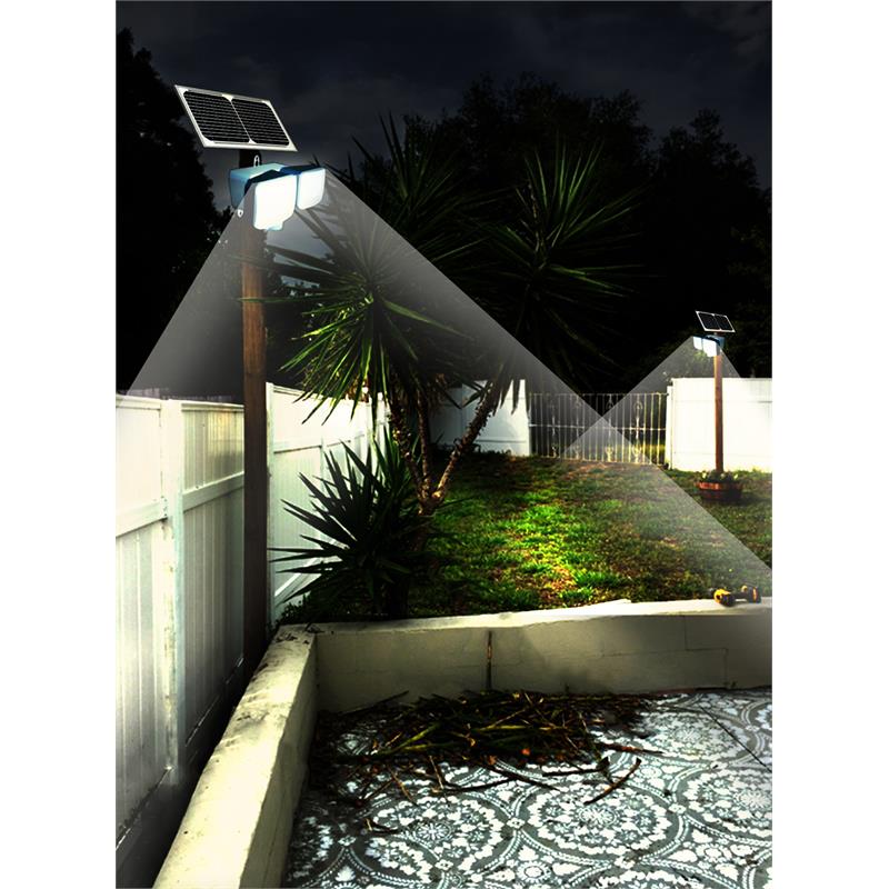 eLEDing 5th Gen Hybrid Microgrid AI Smart Twin LED Solar Flood Light in Ivory