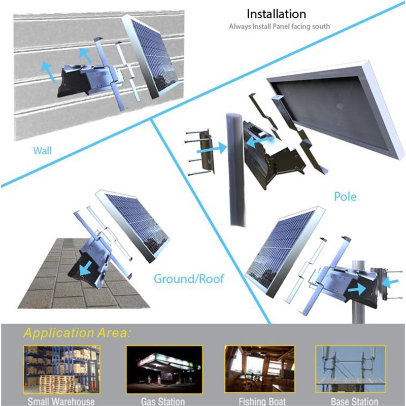 eLEDing 100W Panel and 650WH Battery Only High Voltage Solar Panel in Silver