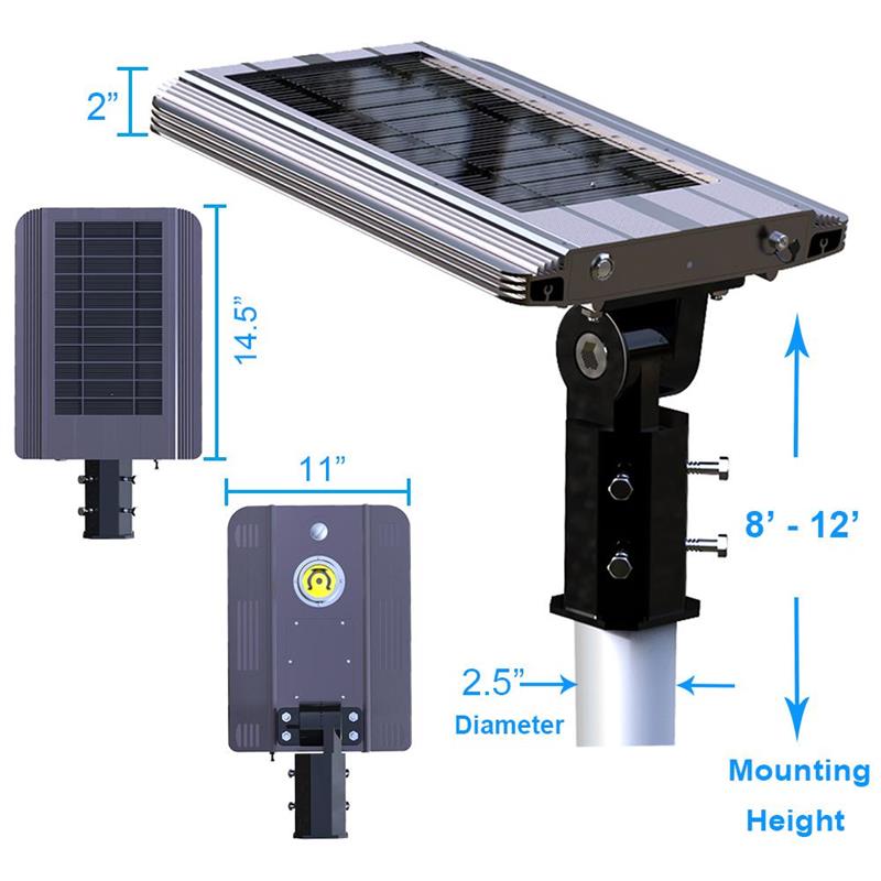 eLEDing 3000K 10W 5th Gen Solar Hybrid Microgrid LED Street Light in Silver