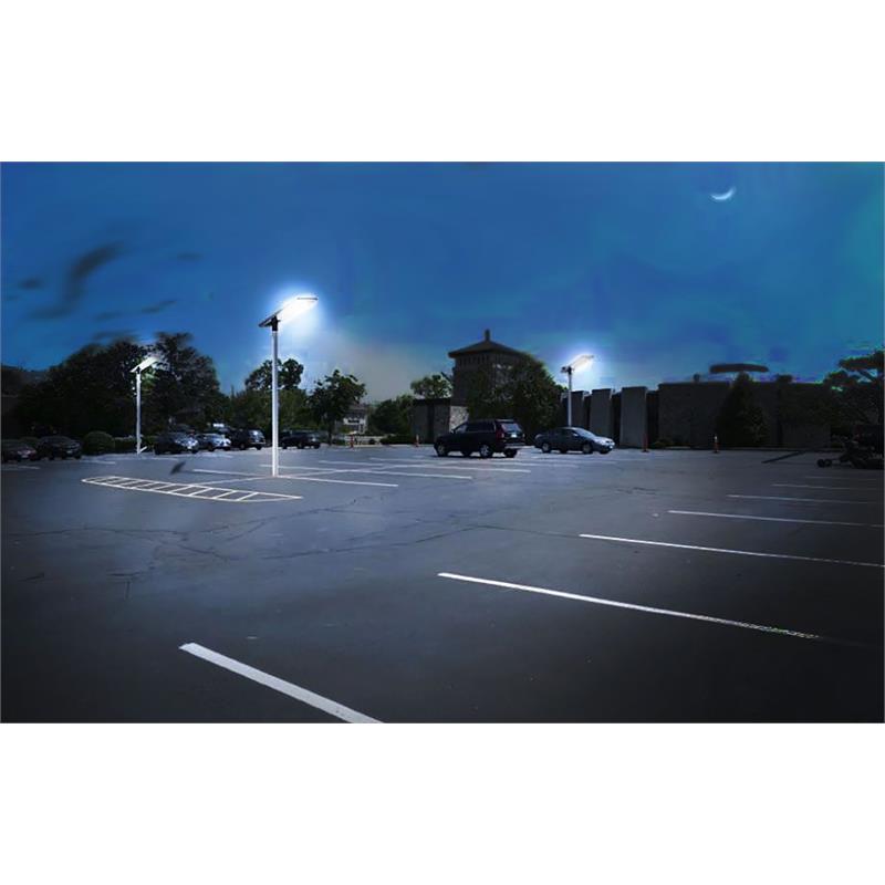 eLEDing 30W LED 3rd Gen Solar Hybrid Microgrid LED Street Light Series in Silver