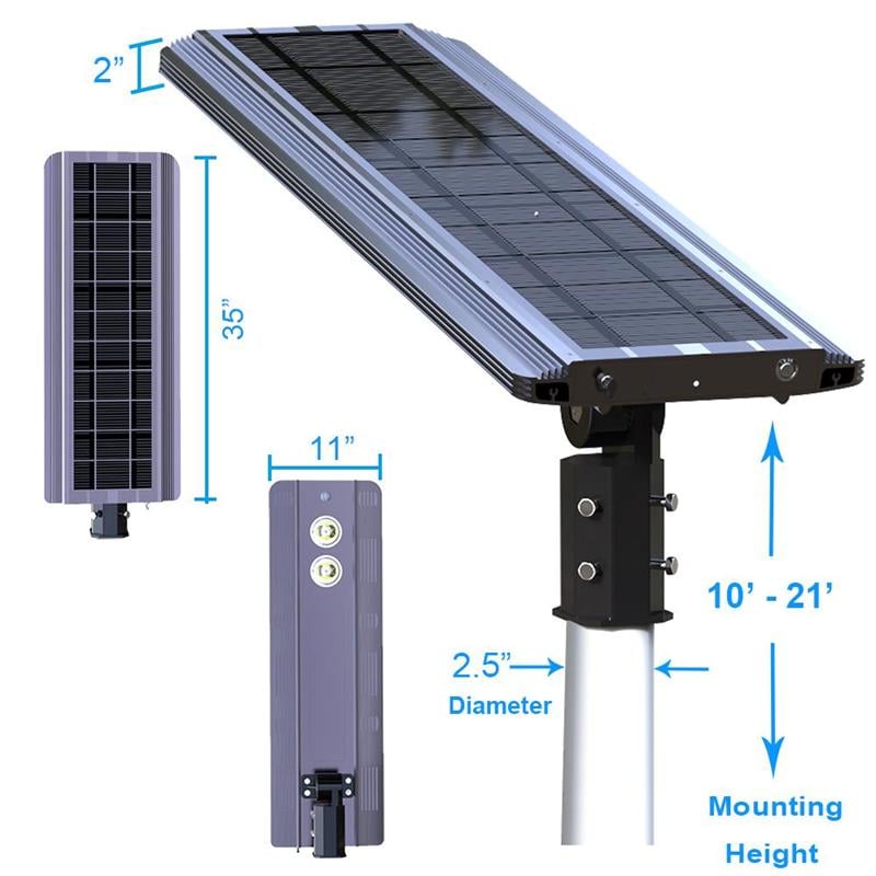 eLEDing 3000K 20W 5th Gen Solar Hybrid Microgrid LED Street Light in Silver