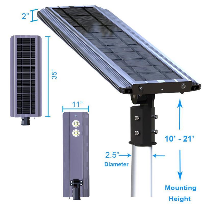 eLEDing 5000K 20W 5th Gen Solar Hybrid Microgrid LED Street Light in Silver