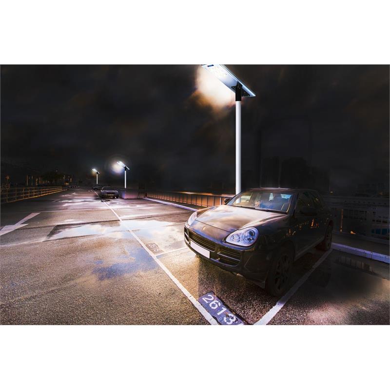 eLEDing 50W LED 3rd Gen Solar Hybrid Microgrid LED Street Light Series in Silver