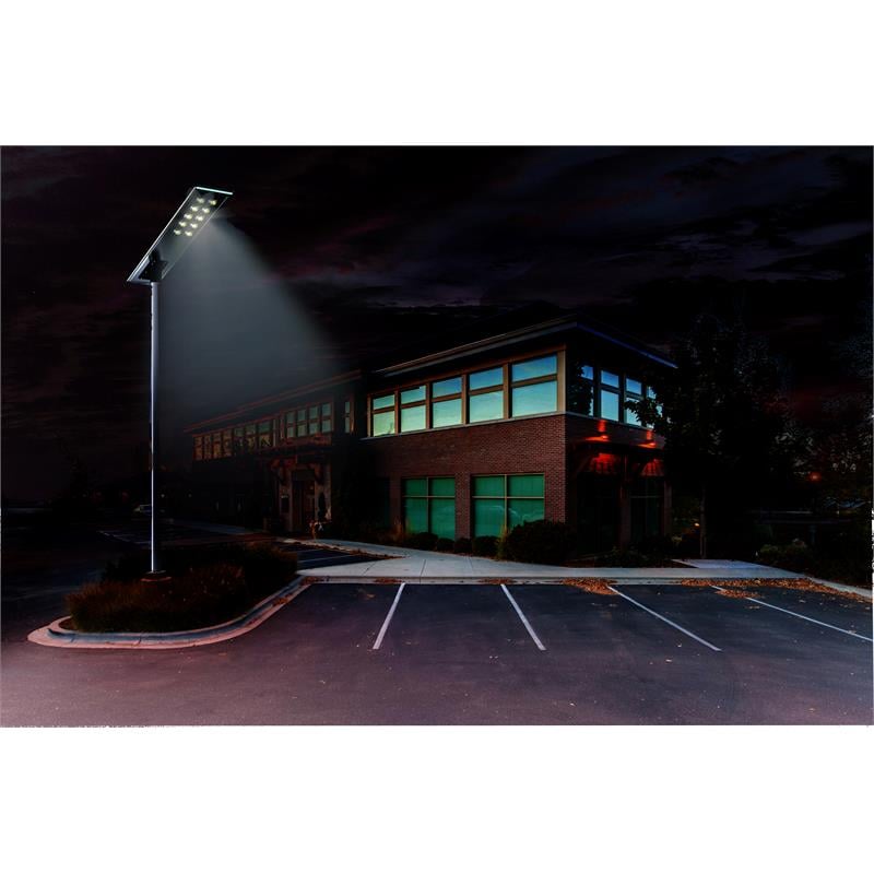 eLEDing 60W LED 3rd Gen Solar Hybrid Microgrid LED Street Light Series in Silver