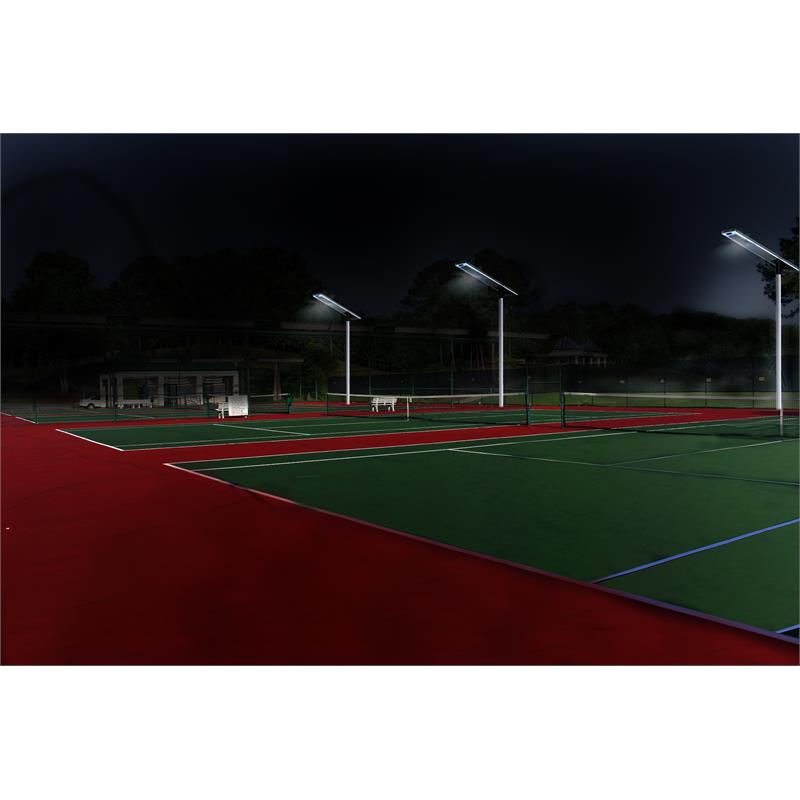 eLEDing 80W LED 3rd Gen Solar Hybrid Microgrid LED Street Light Series in Silver