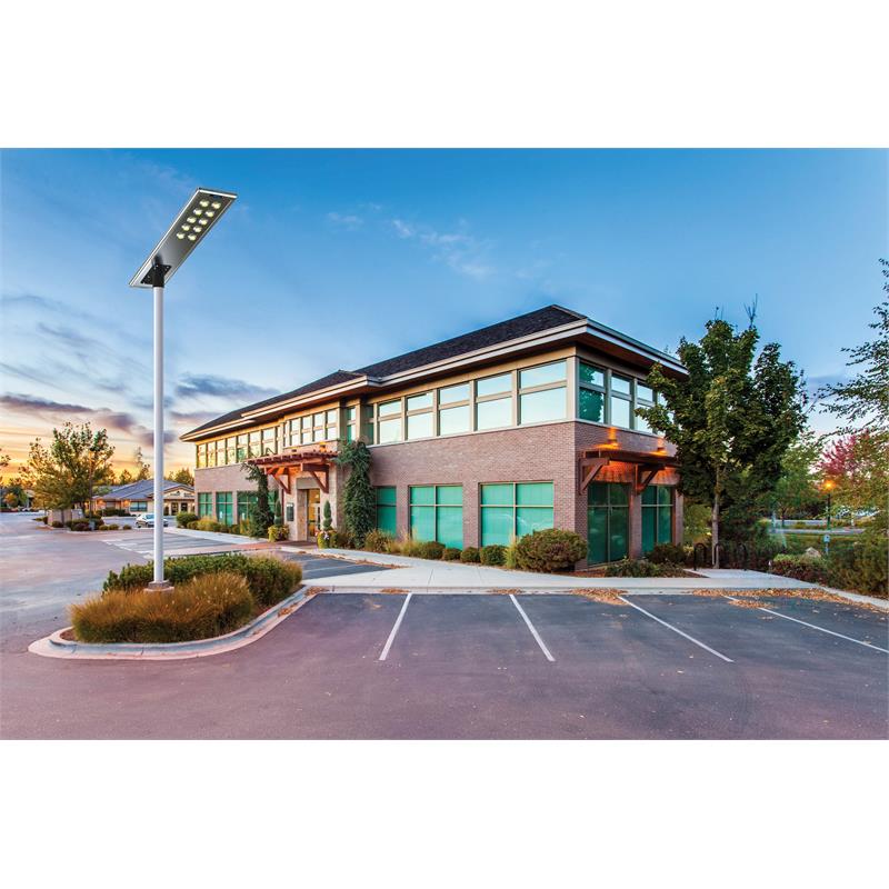 eLEDing 80W LED 3rd Gen Solar Hybrid Microgrid LED Street Light Series in Silver