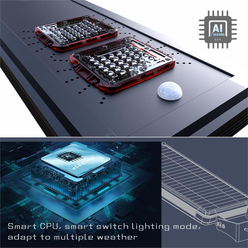 eLEDing Solar Power AI-Smart 3200 Lumens Cree LED Area Parking Light in Black