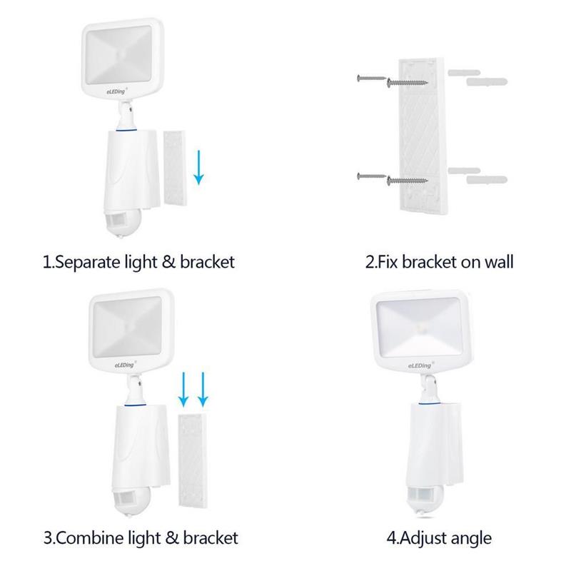 eLEDing 5th Gen 180 Degree CREE LED Smart Solar Outdoor Flood Light in White