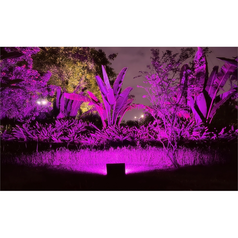 16W/2100LM Black Outdoor Integrated RGB LED Flood Light w/ Color Change w/ Music