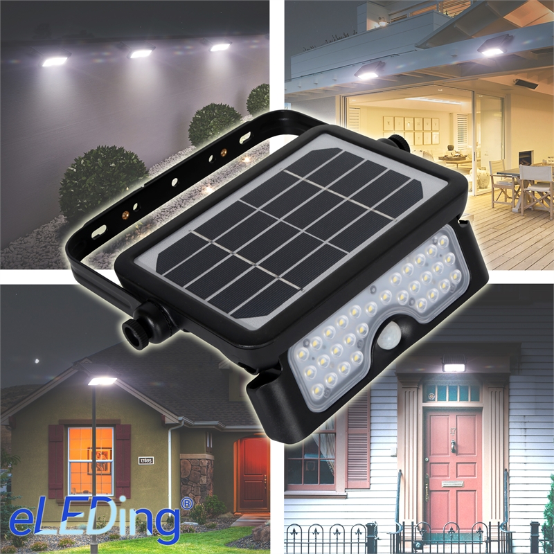160 Degree Black PIR Activated Outdoor Integrated LED 5-in-1 Flood Light 1100LM