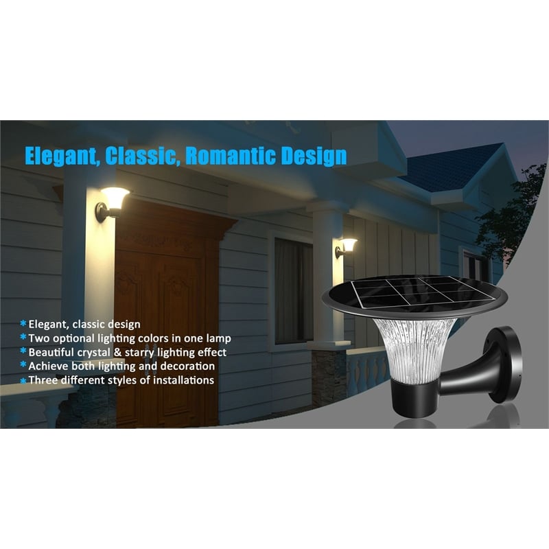 eLEDing Outdoor Aluminum Wall Light with Crystal Diamond Design in Black
