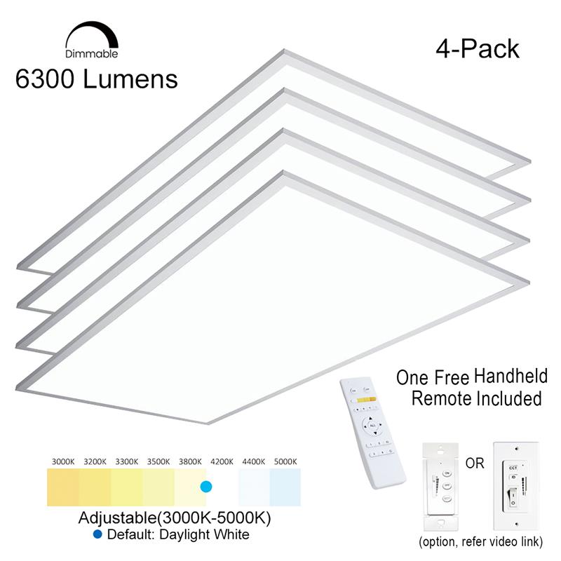 eSenLite 2ft.x4ft. 6300LM LED Commercial Flat Panel Ceiling Light - White (4pcs)