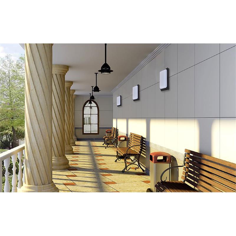eSenLite Modern Plastic Wall/Ceiling Mount LED Security Light Series in Black