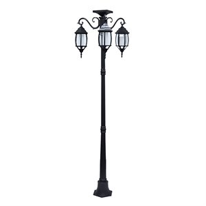 sun-ray madison solar lamp post and planter in black