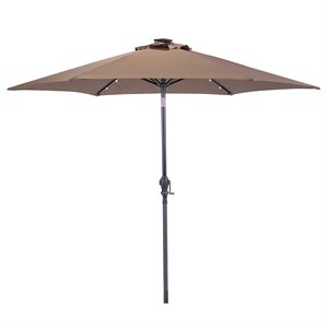 9' round 6-rib steel solar lighted umbrella