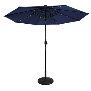 9' round 8-rib steel solar lighted umbrella