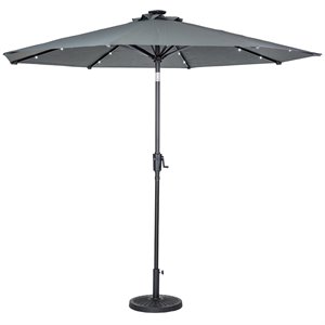 9' round 8rib aluminum solar lighted umbrella