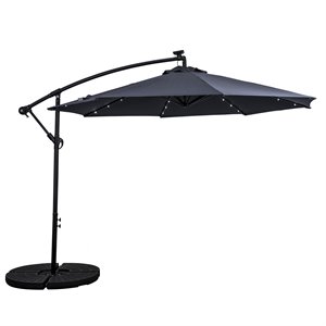 10' offset aluminum solar lighted umbrella with cross base