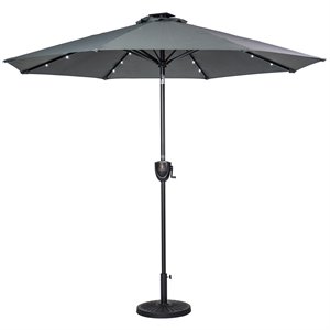 9' round 8-rib aluminum bluetooth solar lighted umbrella