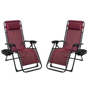 2pk gravity chairs with foot cover & big cupholder