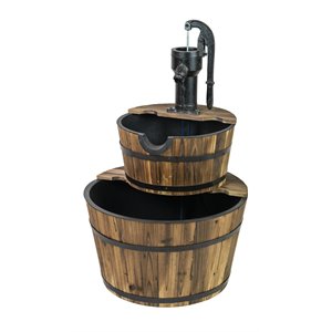 two tiered country cascading wood washtub fountain