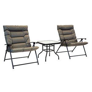 3pc folding set with cushions and black frame