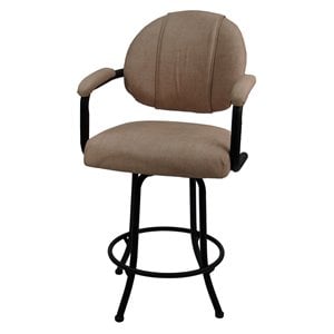 Swivel Counter Stool 26&quot Seat - M-70 - Basin Beige Fabric - Black Metal