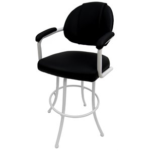 Swivel Counter Stool 26&quot Seat - M-70 - Black Vinyl - White Metal