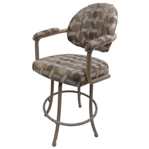 Swivel Counter Stool 26&quot Seat - M-70 - Camber Latte Brown Fabric - Beige Metal