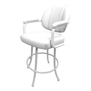 Swivel Counter Stool 26&quot Seat - M-70 - White Vinyl - White Metal