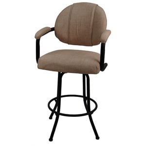 Tobias Designs 30&quot Vinyl Upholstered Swivel Bar Stool in Basin Beige and Black