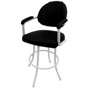 Tobias Designs 30&quot Vinyl Upholstered Swivel Bar Stool in Beige and White