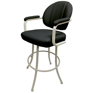 Tobias Designs 30&quot Vinyl Upholstered Swivel Bar Stool in Black and Beige