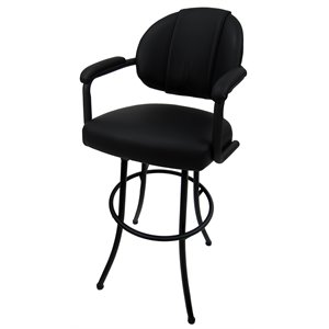 Tobias Designs 30&quot Vinyl Upholstered Swivel Bar Stool in Black