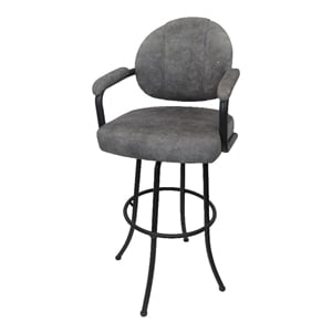 Tobias Designs 26&quot Fabric Swivel Counter Stool in Trendy Pewter and Black