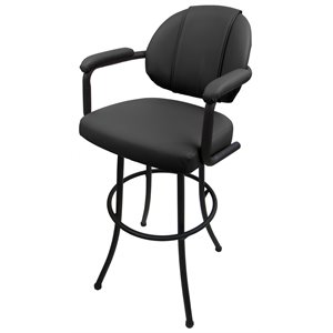 Tobias Designs 30&quot Vinyl Upholstered Swivel Bar Stool in Dark Gray and Black
