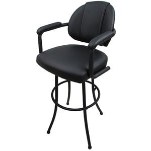 Tobias Designs 34&quot Vinyl Upholstered Swivel Extra Tall Bar Stool in Black