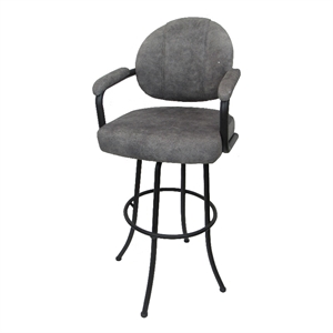 Tobias Designs 34&quot Fabric Swivel Extra Tall Bar Stool in Trendy Pewter and Black