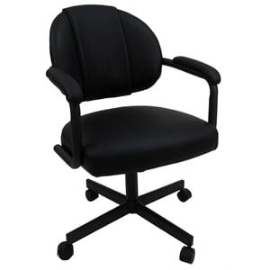 Swivel Tilt Dining Caster Chair with Arms in Black Fabric on Black