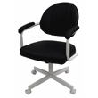 Swivel Tilt Dining Caster Chair with Arms in Black Fabric and White