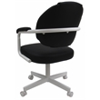 Swivel Tilt Dining Caster Chair with Arms in Black Fabric and White
