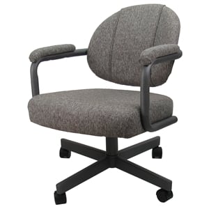 Swivel Tilt Dining Caster Chair with Arms in Mojave Gray Fabric on Gray
