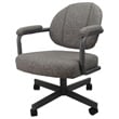 Swivel Tilt Dining Caster Chair with Arms in Mojave Gray Fabric on Gray