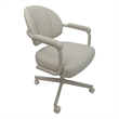 Swivel Tilt Dining Caster Chair with Arms in Beige Vinyl on Beige