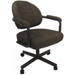 Swivel Tilt Dining Caster Chair with Arms in Sanora Brown Fabric on Brown