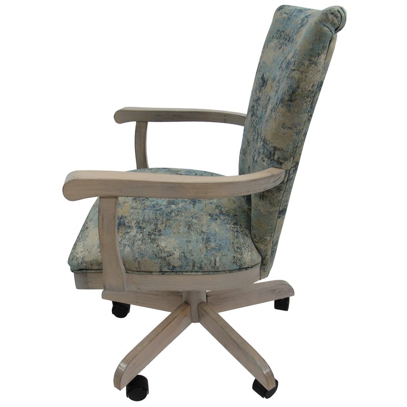 Swivel Wood Dining Caster Chair 400 on Wheels in Poet Sky Blue