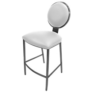 Tobias Designs 26&quot Contemporary Stainless Steel Counter Bar Stool in White