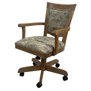 Swivel Wood Dining Caster Chair - Style 400 - Poet Desert Brown Fabric on CT